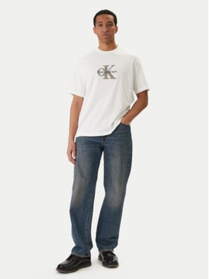 Calvin Klein Jeans T-Shirt Monologo Graphic LV04RE815G Biały Regular Fit