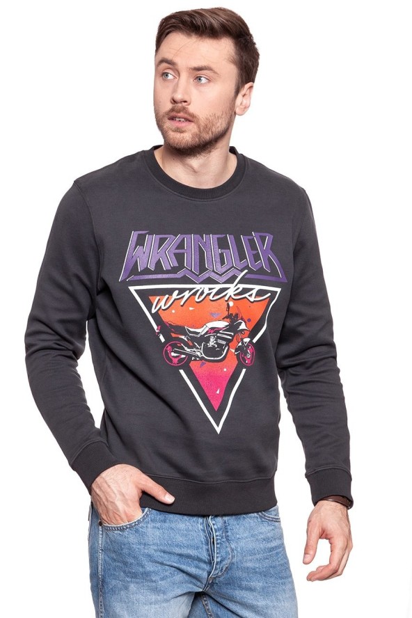 BLUZA WRANGLER MĘSKA CREW SWEAT FADED BLACK W6559IHV6 112130571