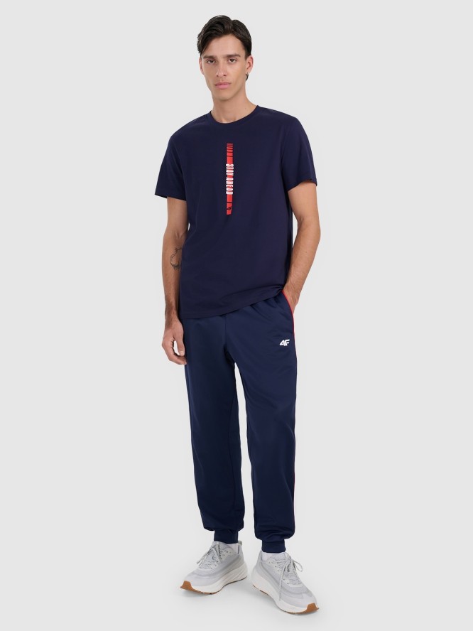 4F T-shirt regular z nadrukiem męski - granatowy S