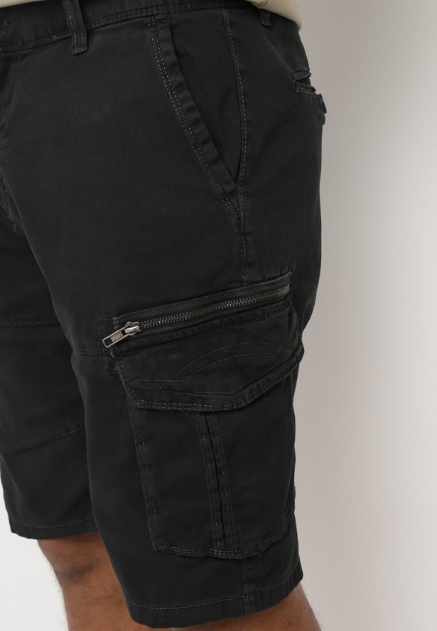 Ciemnoszare Bawełniane Szorty Klasyczne z Wysokim Stanem Ivoolia