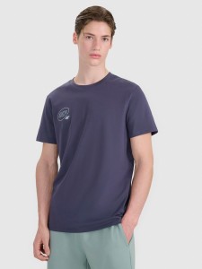 4F T-shirt regular z nadrukiem męski - szary M