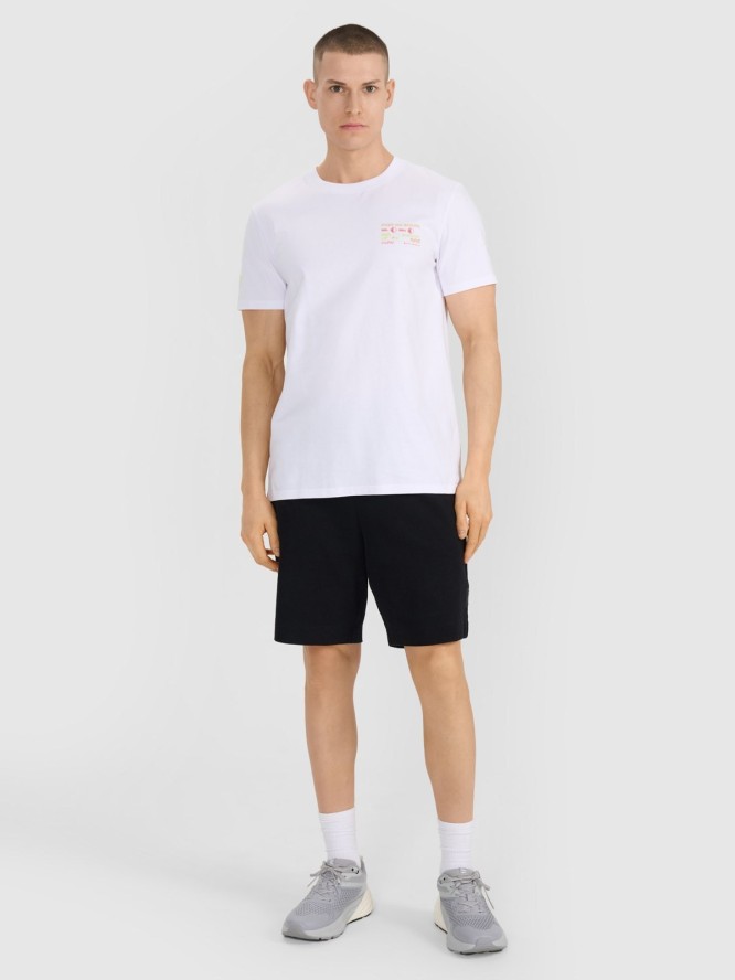 4F T-shirt regular z nadrukiem męski - biały XXL