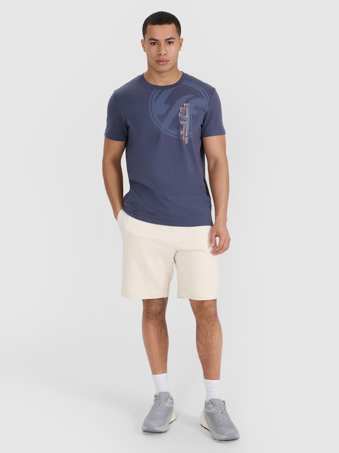 4F T-shirt regular z nadrukiem męski - szary S