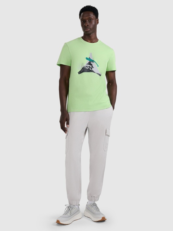 4F T-shirt regular z nadrukiem męski - zielony M