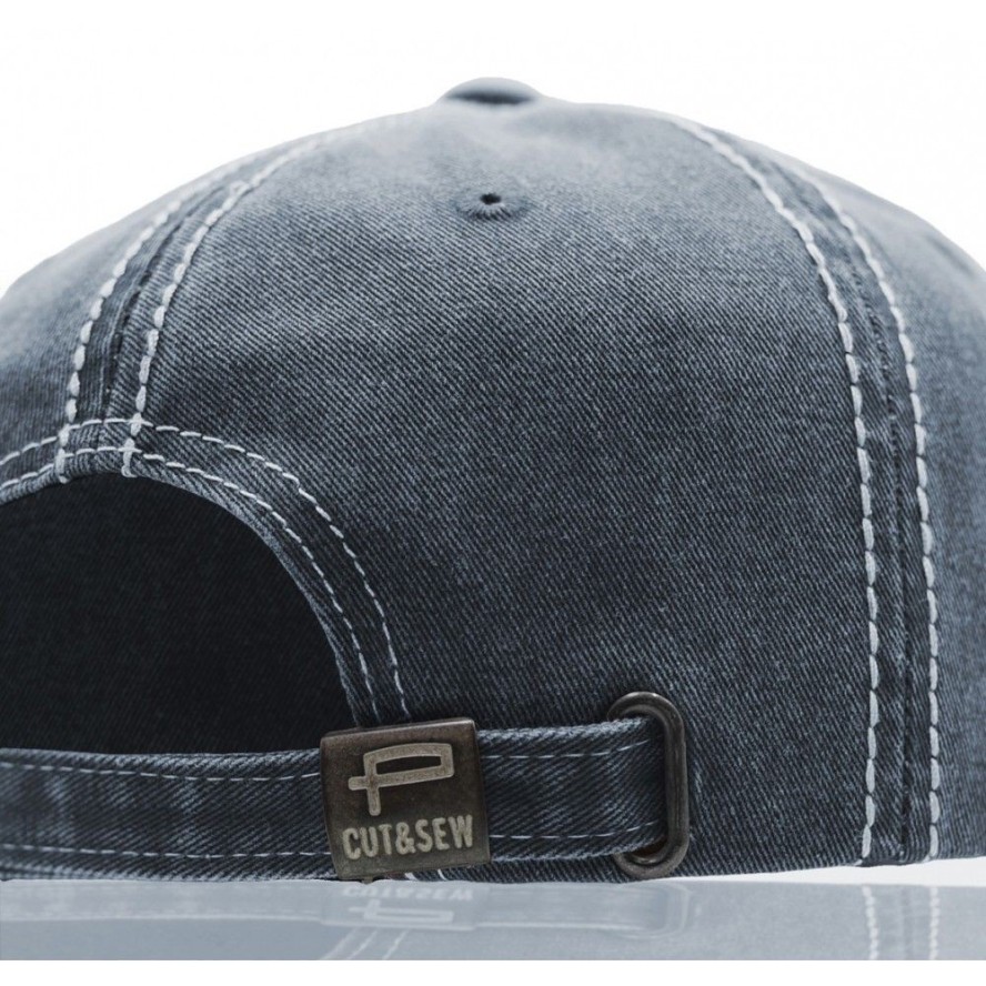 Czapka z Daszkiem, Granatowa z Przeszyciami, Fastryga, Letnia, 100% BAWEŁNA, Przewiewna -Pako Jeans