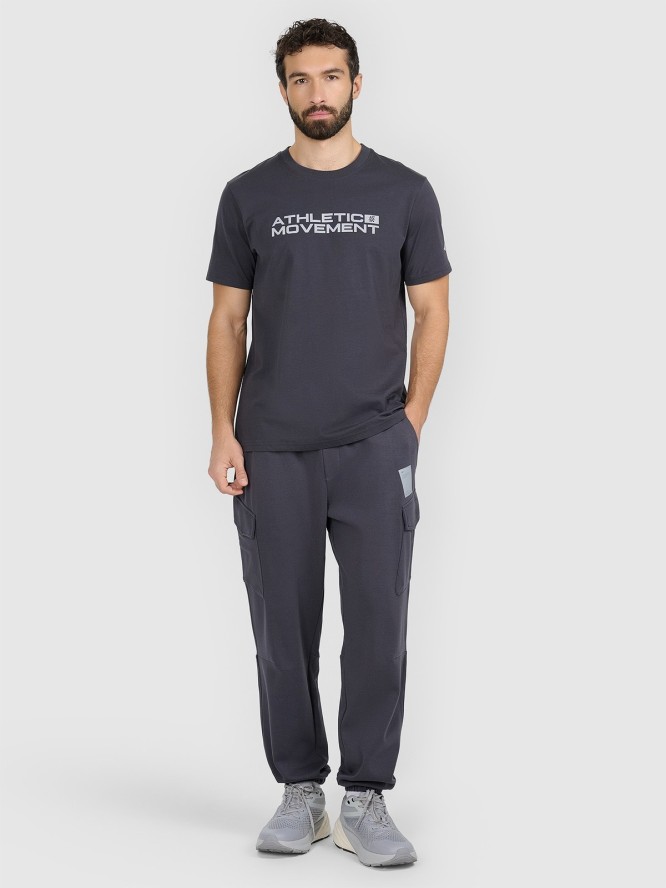 4F T-shirt regular z nadrukiem męski - szary XL