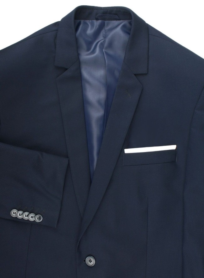 Męski, Taliowany Garnitur (Wesele, Studniówka) - Casino - Ciemny Granat