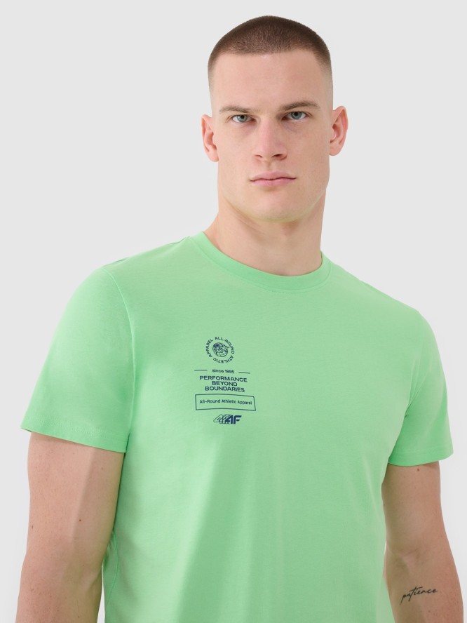 4F T-shirt regular z nadrukiem męski - zielony M