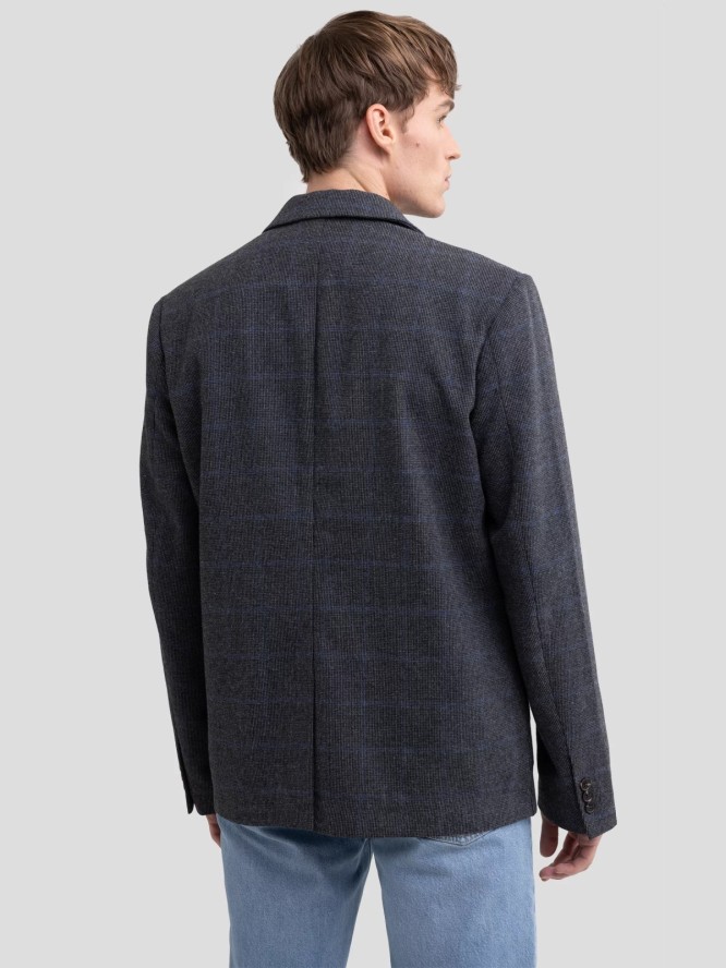 Marynarka męska w kratę z dodatkiem wełny szara Joseef 902