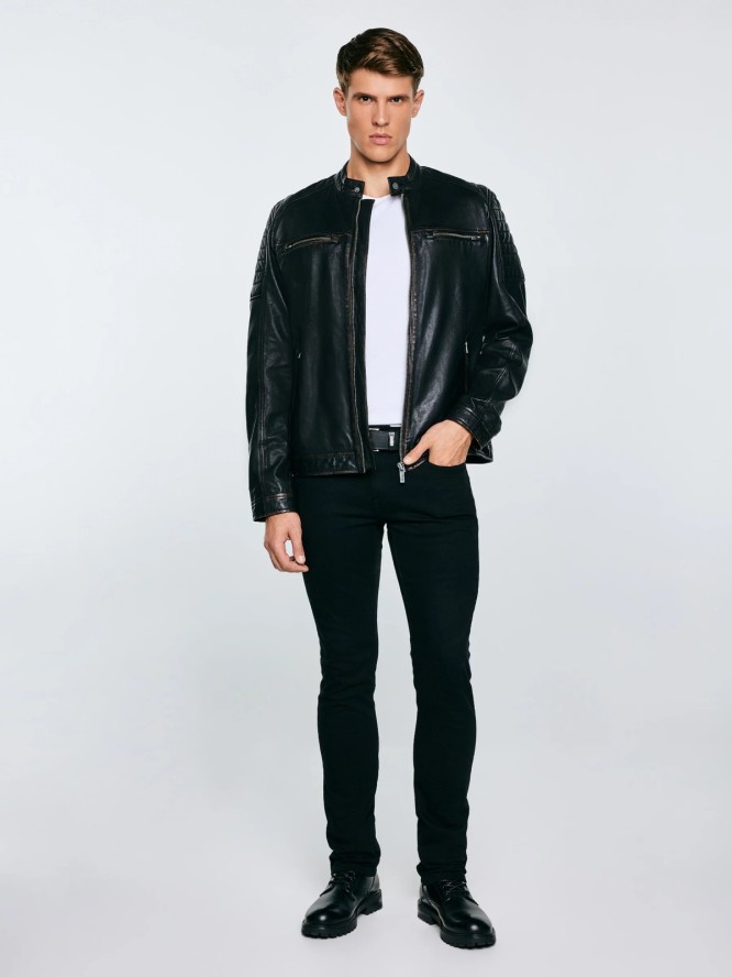 Jeansy męskie dopasowane czarne Terry 915