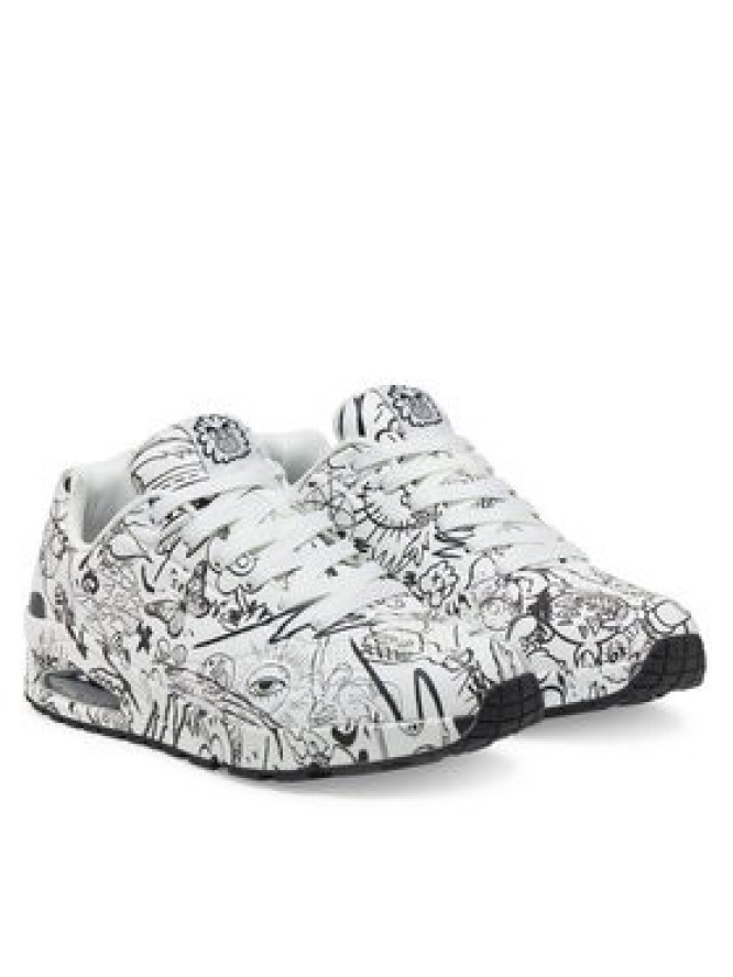 Skechers Sneakersy UNO Printed Lace-Up 183501/WBK Biały