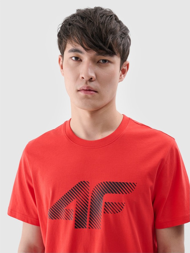 4F T-shirt regular z nadrukiem męski - czerwony M