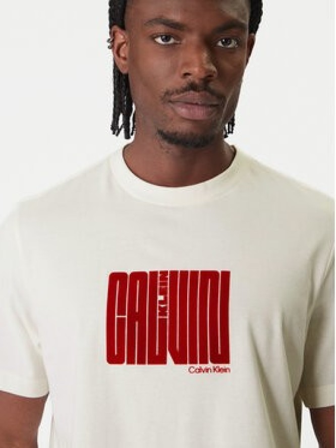 Calvin Klein T-Shirt Maze Graphic LV04RE832G Biały Regular Fit