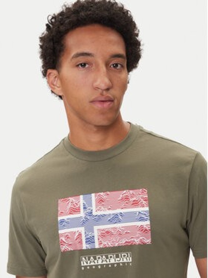 Napapijri T-Shirt S-Drapeau Ss NP0A891K Khaki Regular Fit
