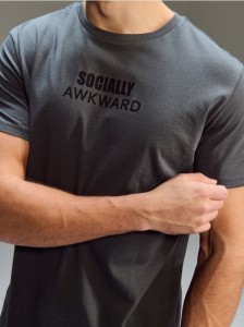 Bawełniana koszulka z napisem - szary