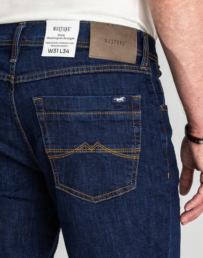 Męskie Spodnie Jeansowe Mustang Style Washington Straight Denim Blue 1017119 5000 901
