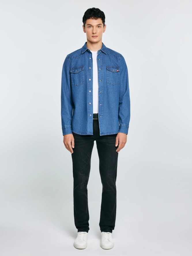 Koszula męska jeansowa niebieska Western 121