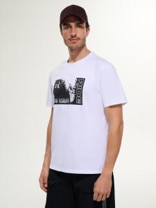 4F T-shirt relaxed z nadrukiem męski - biały L