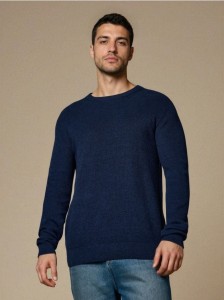Bawełniany sweter basic - granatowy
