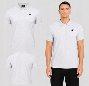 KOSZULKA MĘSKA POLO 4F SPORTOWA BAWEŁNIANA SZARA M0771 SS26
