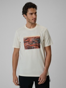 4F T-shirt regular z nadrukiem męski - biały XXL
