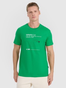 4F T-shirt regular z nadrukiem męski - zielony XL