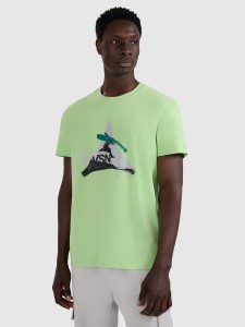 4F T-shirt regular z nadrukiem męski - zielony M