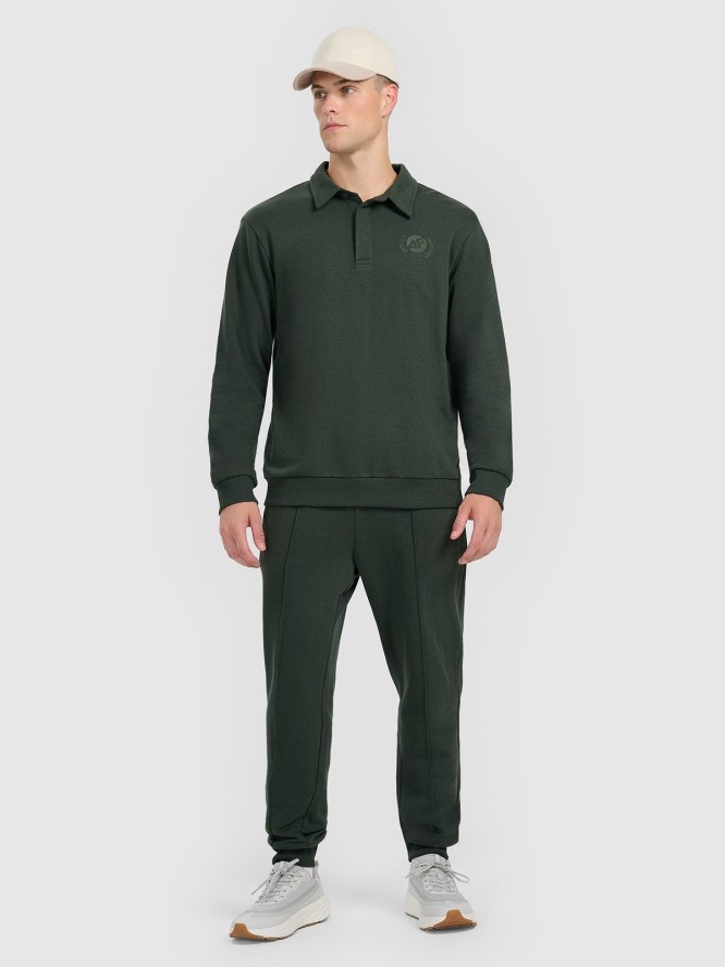4F Bluza dresowa regular z kołnierzykiem męska - zielona S