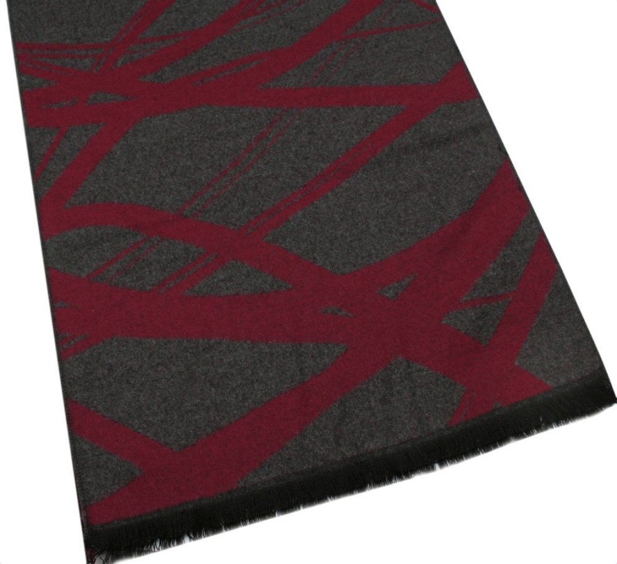 Męski Szalik z Wiskozy - Alties - Popiel z Bordem