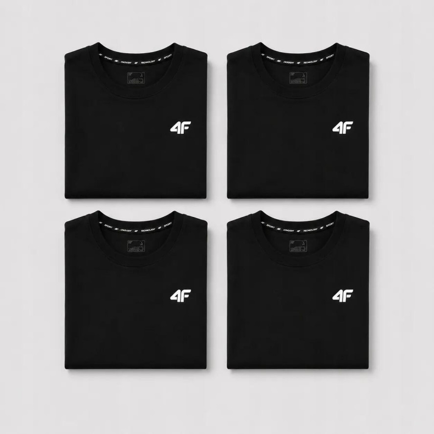 KOMPLET KOSZULEK MĘSKICH 4F ZESTAW 4PAK T-SHIRT S TTSHM3341 CZARNY