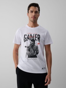 4F T-shirt regular z nadrukiem męski 4F | Mateusz Gamrot - biały S