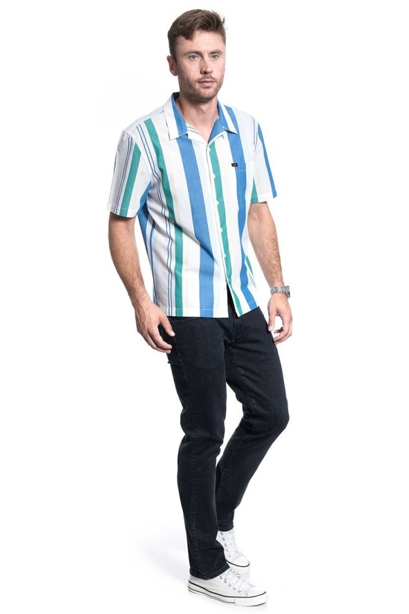 KOSZULA MĘSKA LEE SS RESORT SHIRT SUMMER BLUE L67PDVNJ 112116907