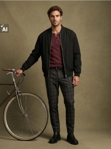 Koszulka henley z bawełną - bordowy