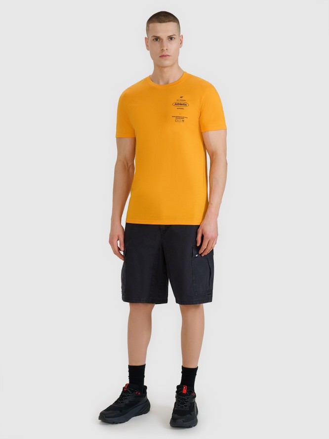 4F T-shirt regular z nadrukiem męski - pomarańczowy L