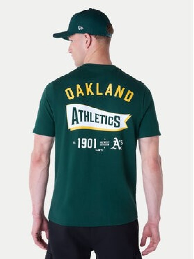 New Era T-Shirt Oakland Athletics MLB Pennant Graphic 60596214 Zielony Regular Fit