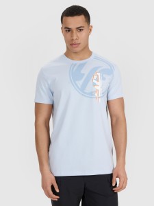 4F T-shirt regular z nadrukiem męski - niebieski S