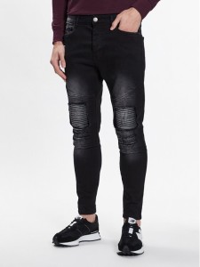Brave Soul Jeansy MJN-BIKERCHARC Czarny Skinny Fit