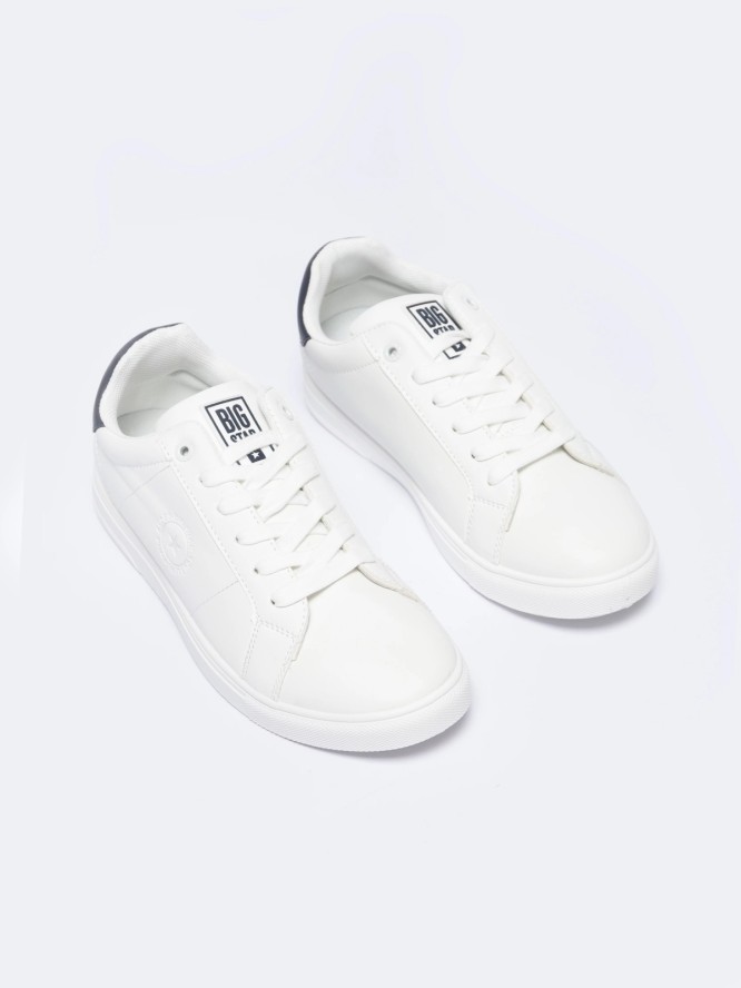 Sneakersy męskie ze skóry ekologicznej białe NN174282 101