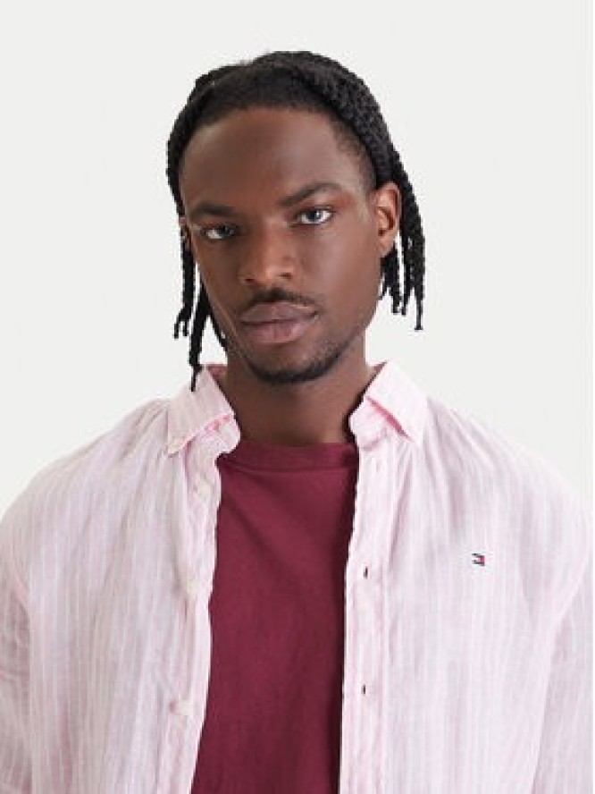 Tommy Hilfiger Koszula Bengal MW0MW42400 Różowy Regular Fit