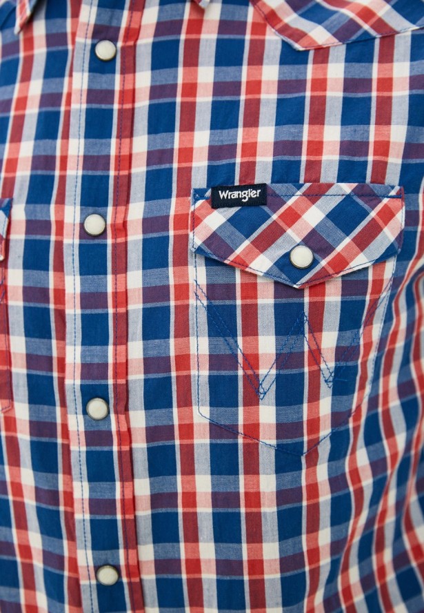 KOSZULA MĘSKA WRANGLER SS WESTERN SHIRT LIMOGES BLUE W5J04MX50 112130142