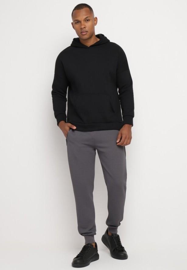Ciemnoszare Spodnie Dresowe z Bawełną z Wysokim Stanem Arliera