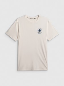 4F T-shirt regular z nadrukiem męski - beżowy XL