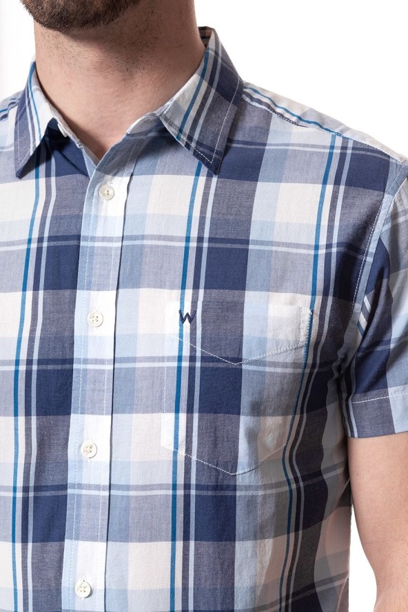 KOSZULA MĘSKA KRÓTKI RĘKAW WRANGLER SS 1PKT SHIRT PATRIOT BLUE W5860NQ5H 112129521
