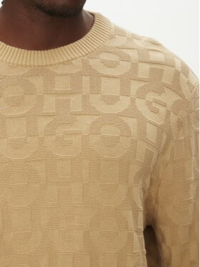 HUGO Sweter 50543785 Beżowy Regular Fit