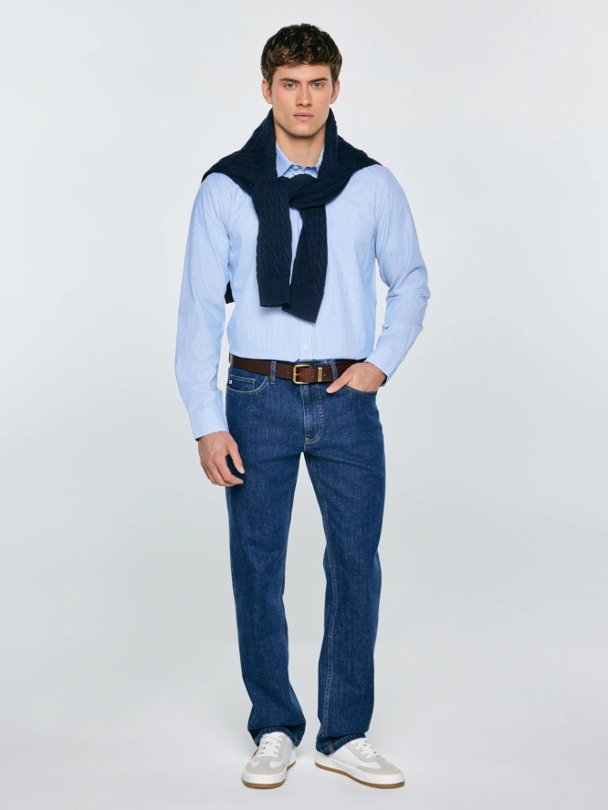 Koszula męska w prążek błękitna Cosiser 401