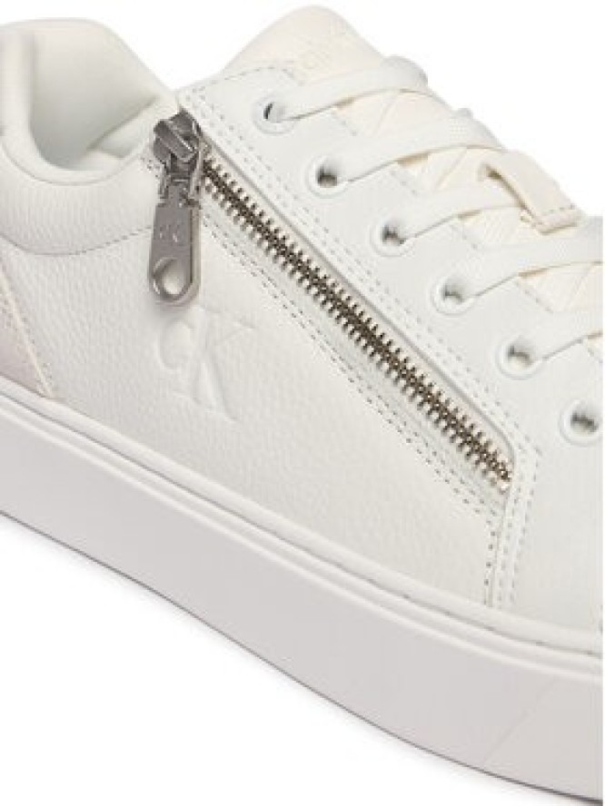 Calvin Klein Sneakersy Classic Cup Laceup Zip Lth YM0YM01437 Biały