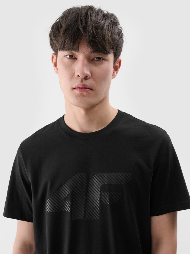 4F T-shirt regular z nadrukiem męski - czarny S