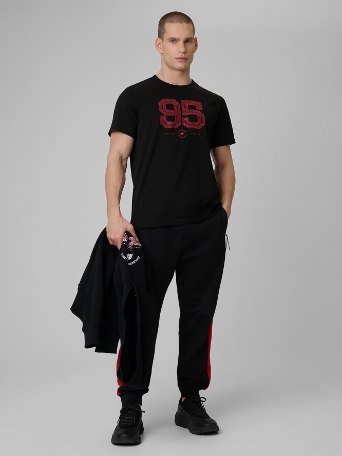 4F T-shirt regular z nadrukiem męski - czarny S