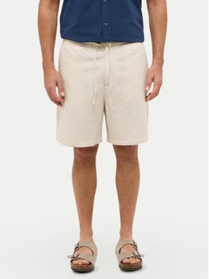 Mustang Szorty materiałowe Linen 1016459 Écru Loose Fit