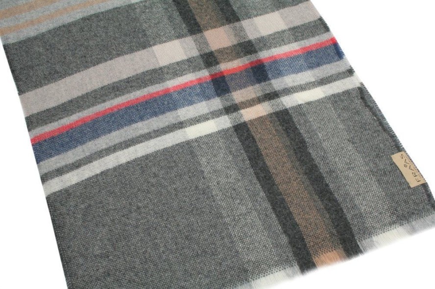 Delikatny i Ciepły Szal z Kaszmiru - V. Fraas - Odcienie Popielu